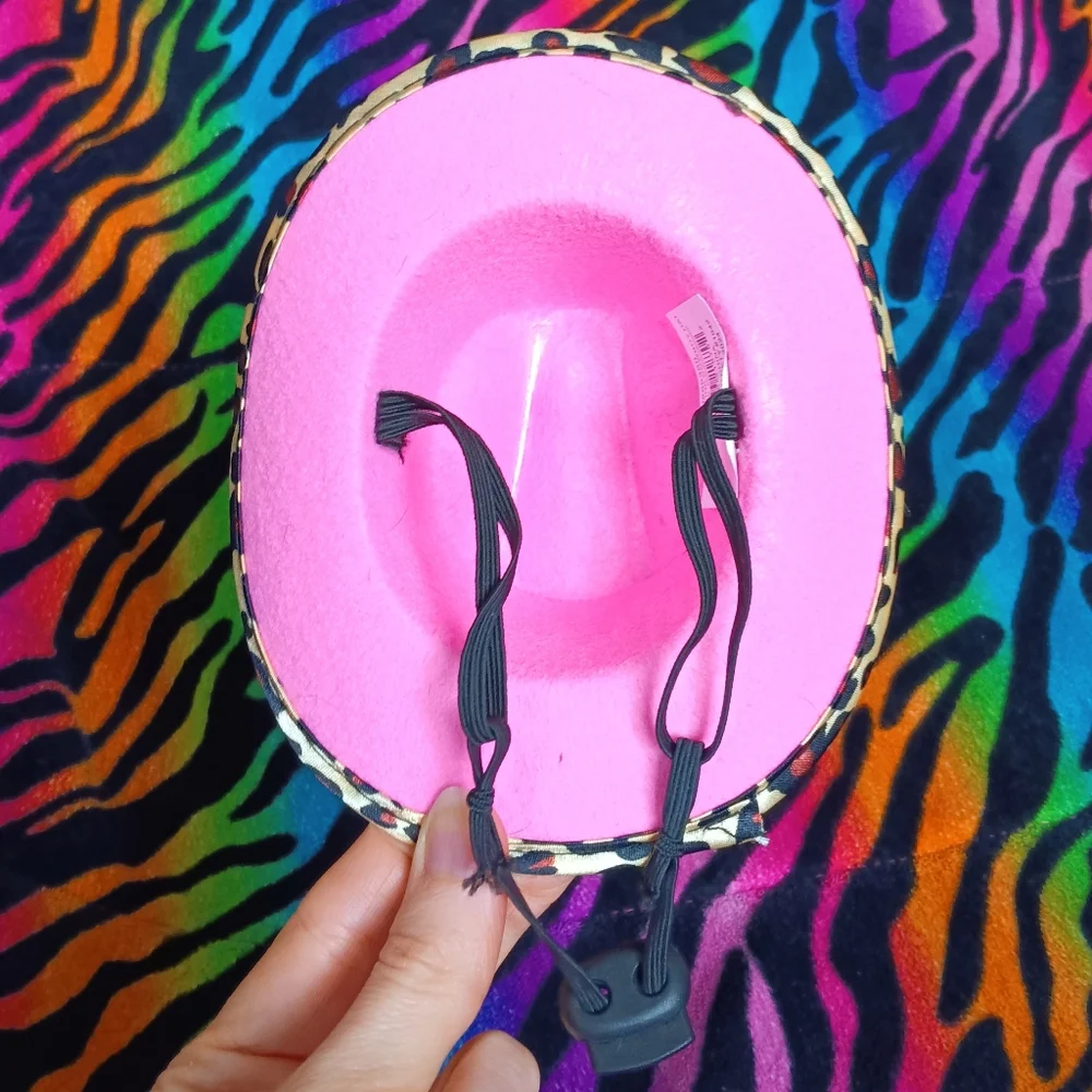 🩷*4/$15 Rubie's Pet Shop Pink Cowboy Hat Western Leopard Halloween Small Medium